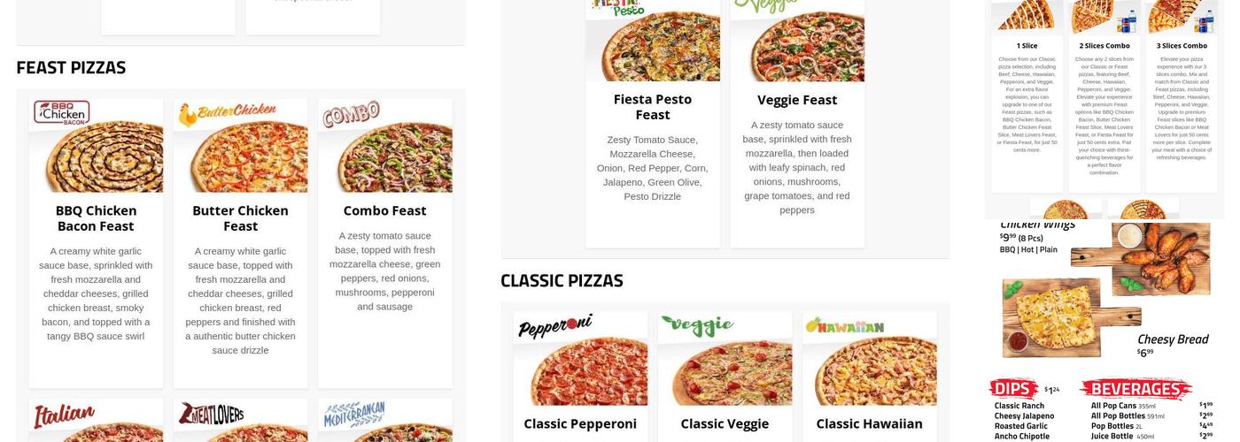 Freshslice Pizza Menu