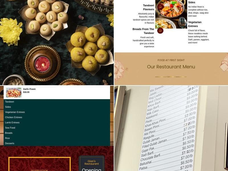 Gian's Sweetshop Menu