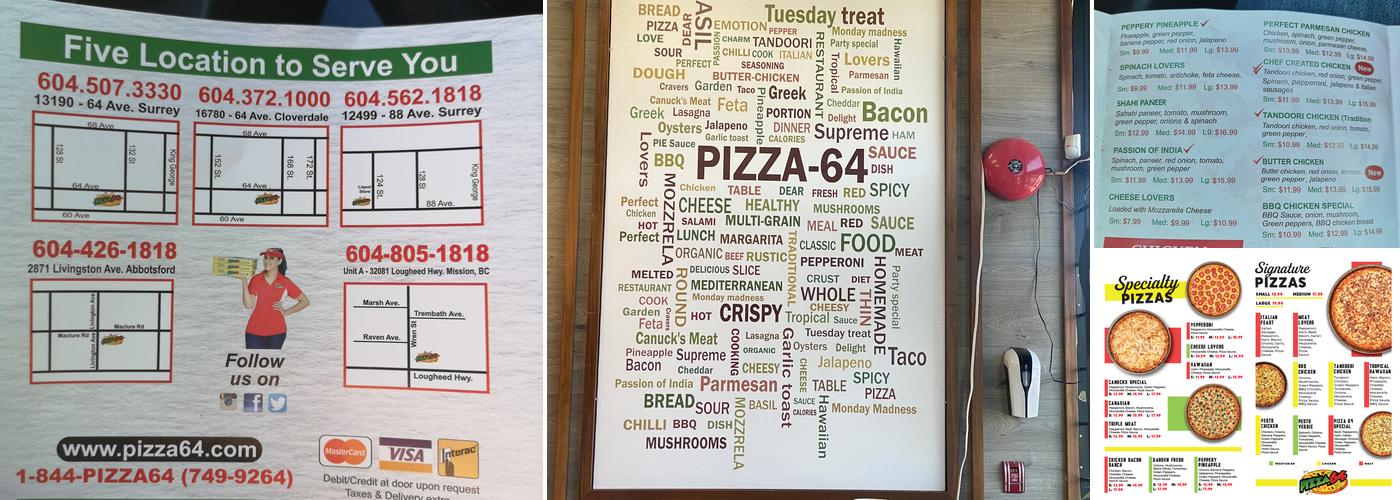 Pizza 64 Menu