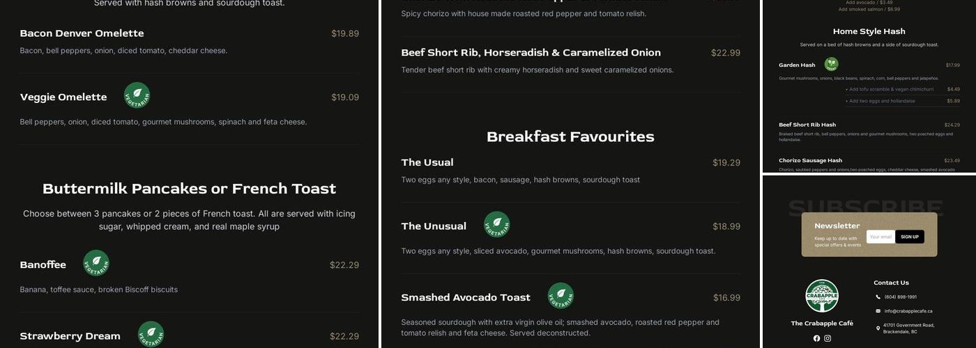 The Crabapple Café Menu