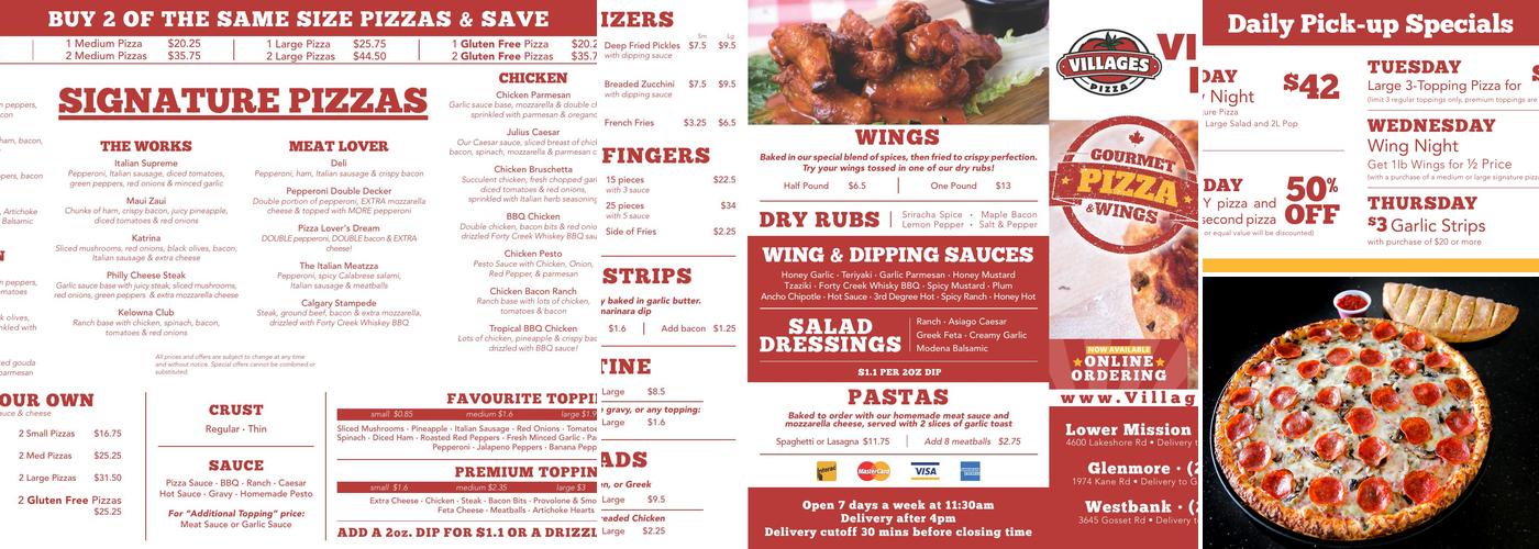 Villages Pizza Menu