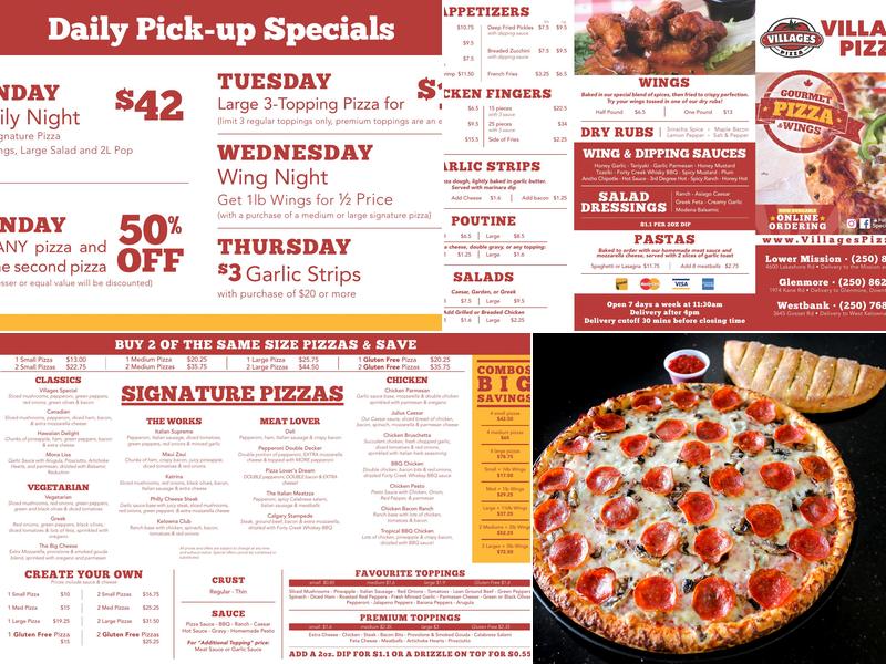 Villages Pizza Menu