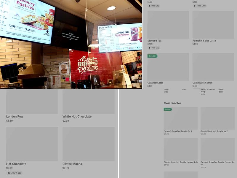 Tim Hortons Menu