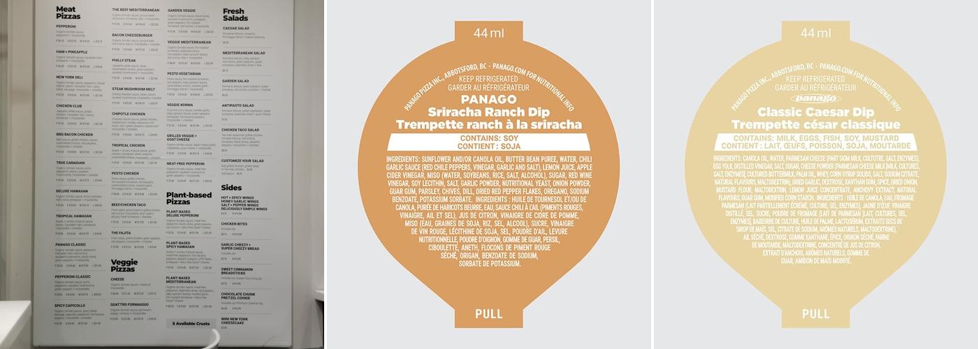 Panago Pizza Menu