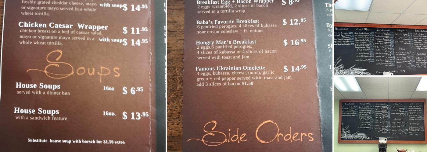 Sherry's Carpathian Kitchen Menu