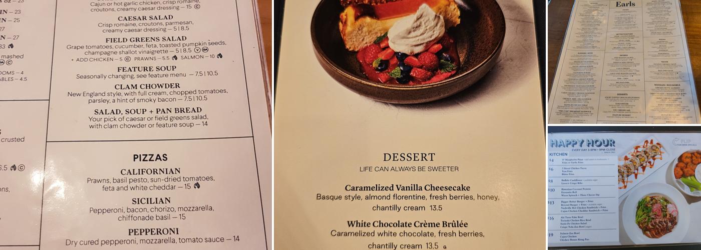 Earls Kitchen + Bar Menu