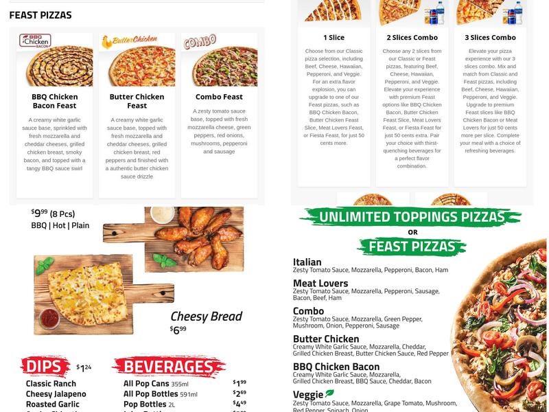 Freshslice Pizza Menu