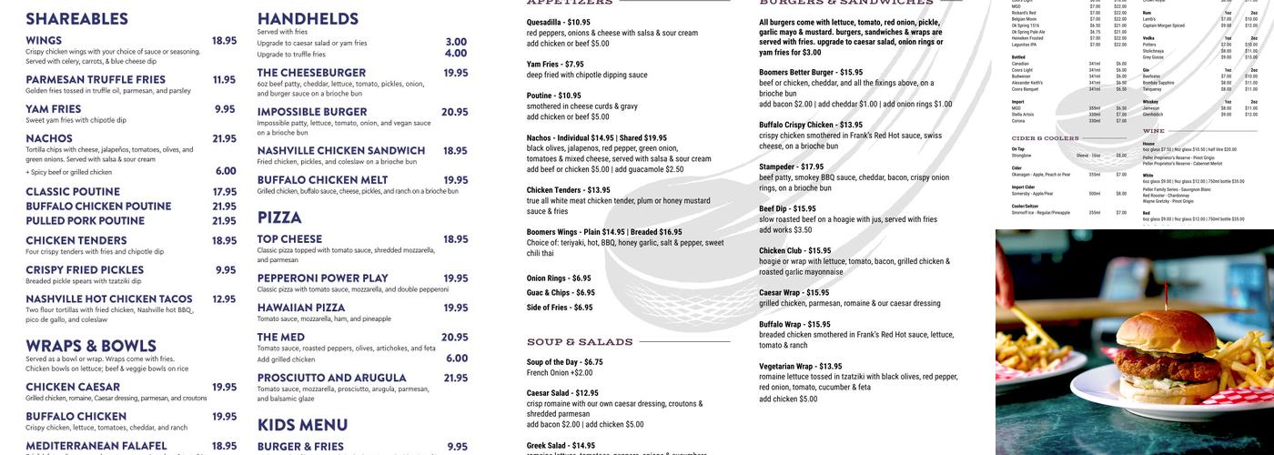 Boomers Bar & Grill - Coquitlam Menu