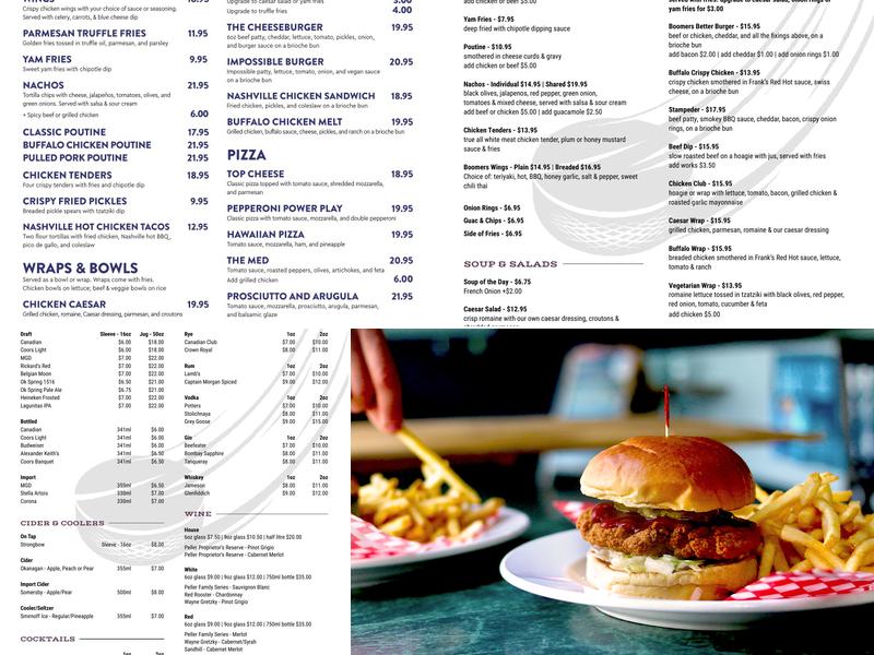 Boomers Bar & Grill - Coquitlam Menu