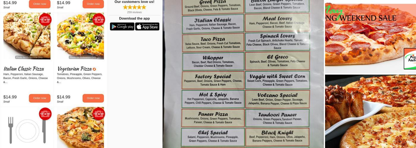 Pizza Factory Coquitlam Menu