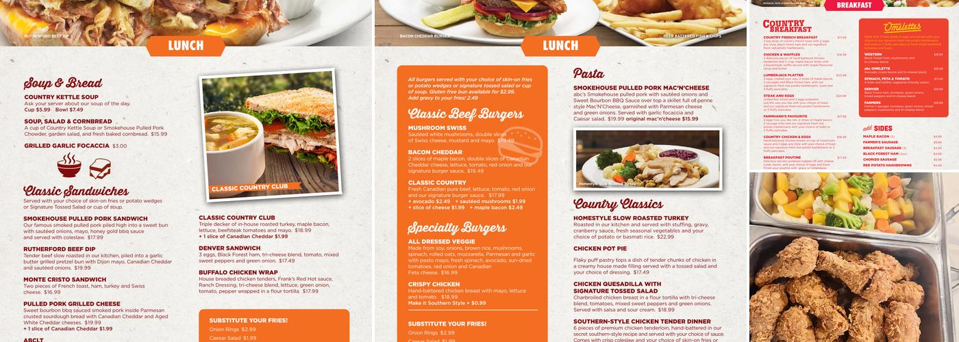 abc country restaurant Menu