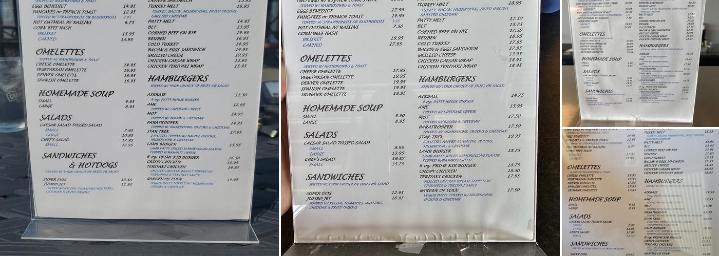 Skyhawk Restaurant Menu
