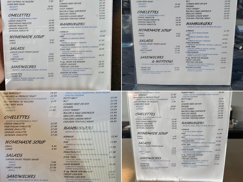 Skyhawk Restaurant Menu