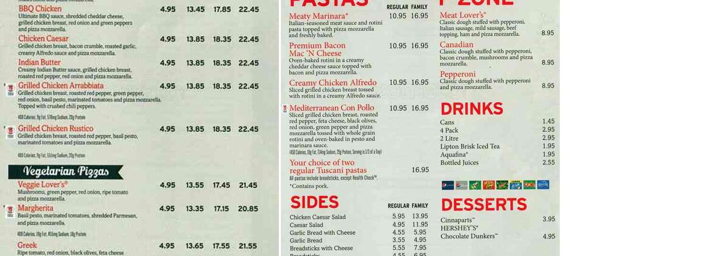 Pizza Hut Menu