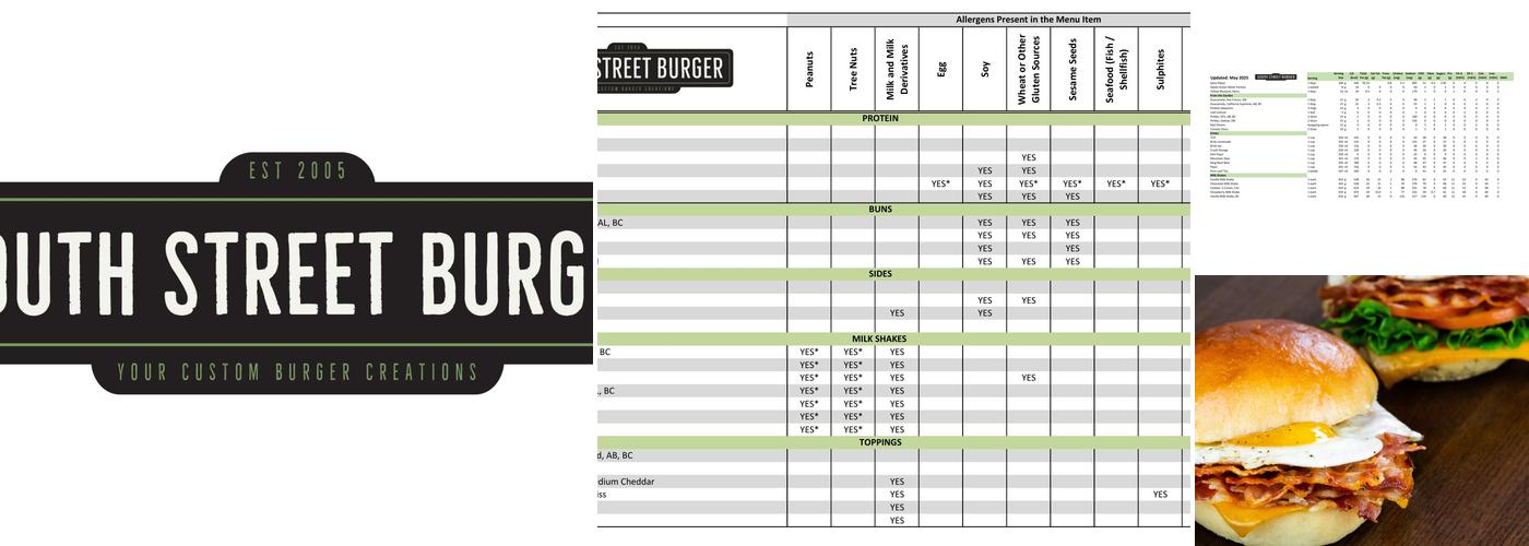 South St. Burger Menu