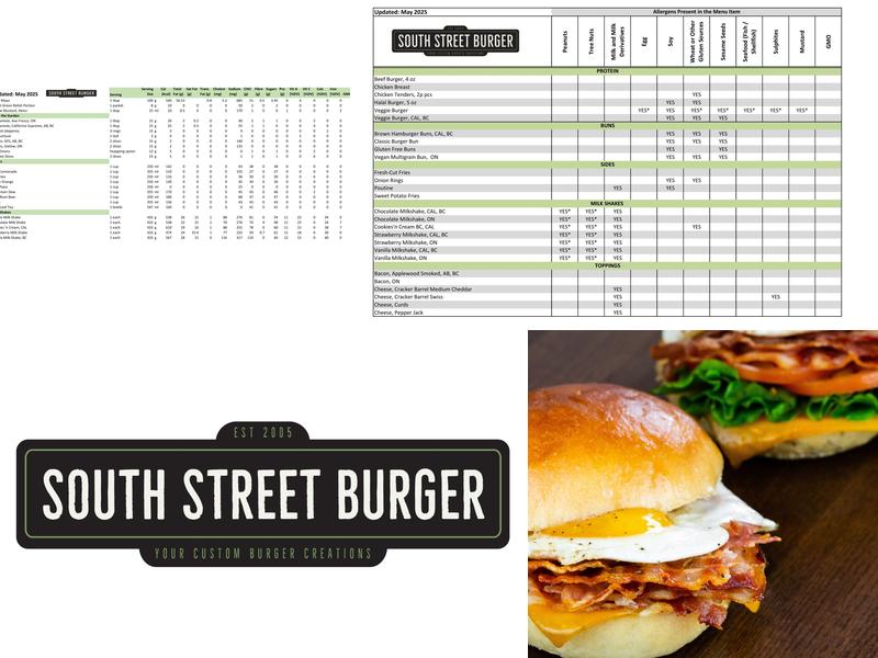 South St. Burger Menu