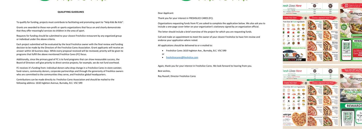 Freshslice Pizza Menu