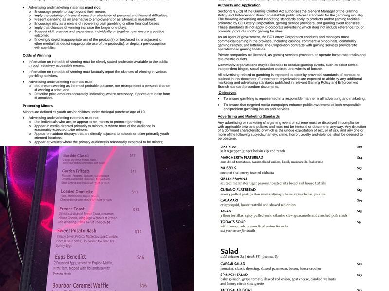 BARSIDE lounge & grill Menu