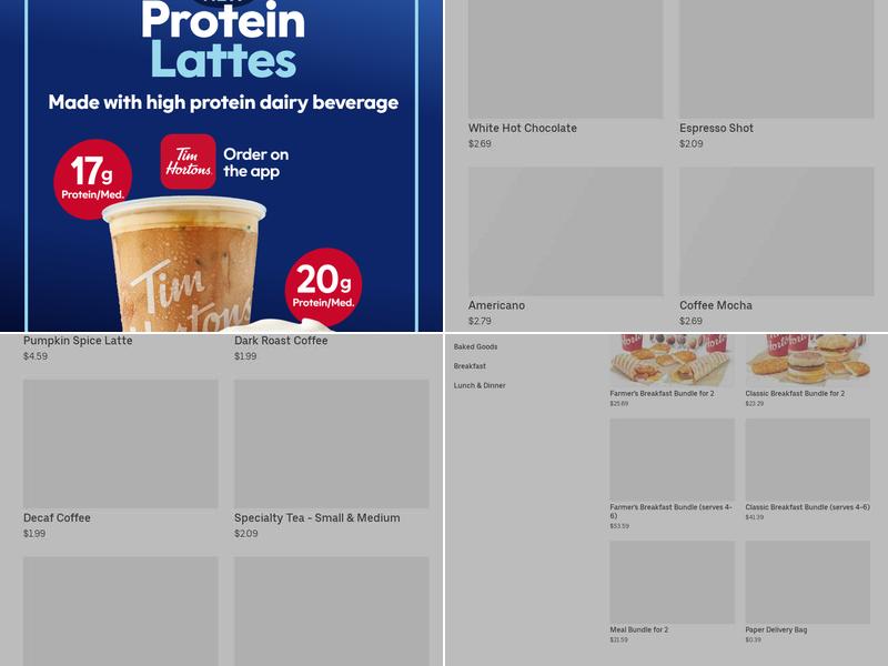 Tim Hortons Menu