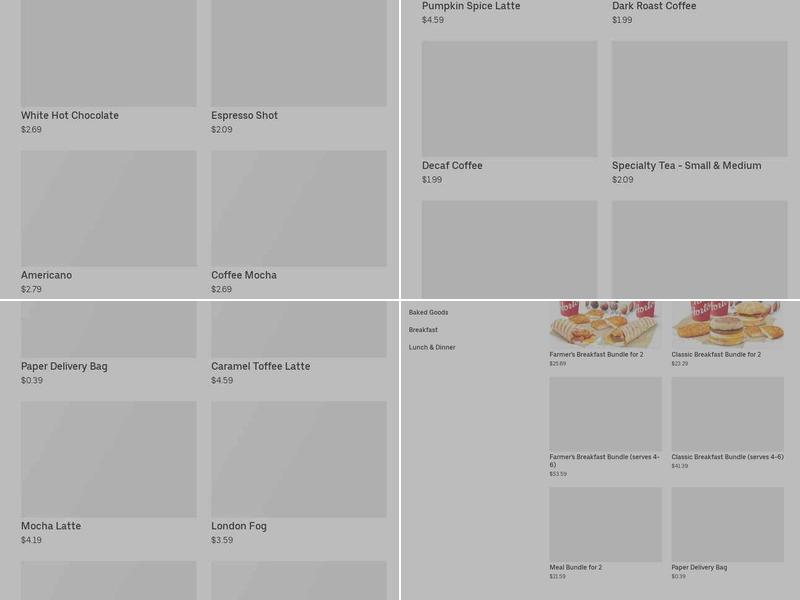 Tim Hortons Menu