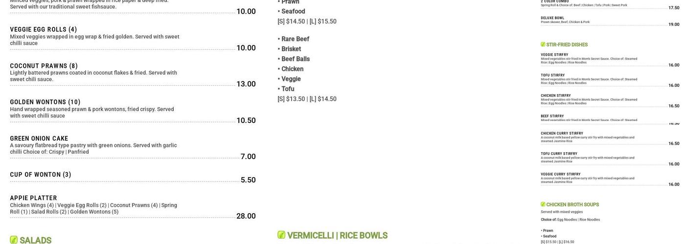 Bamboo Chopsticks Downtown Menu