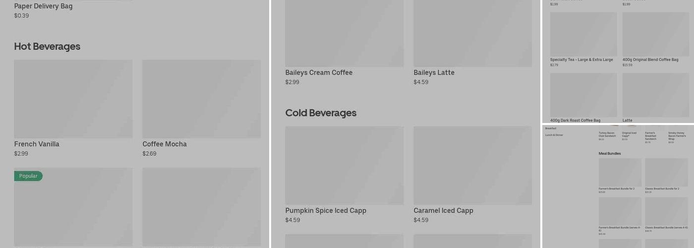 Tim Hortons Menu