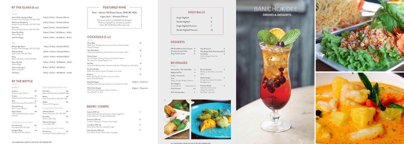Ban Chok Dee Thai Cuisine-Langley Menu