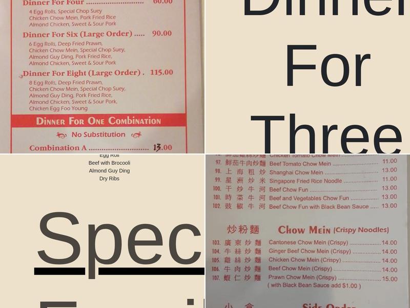 Wong's Chinese Restaurant Menu