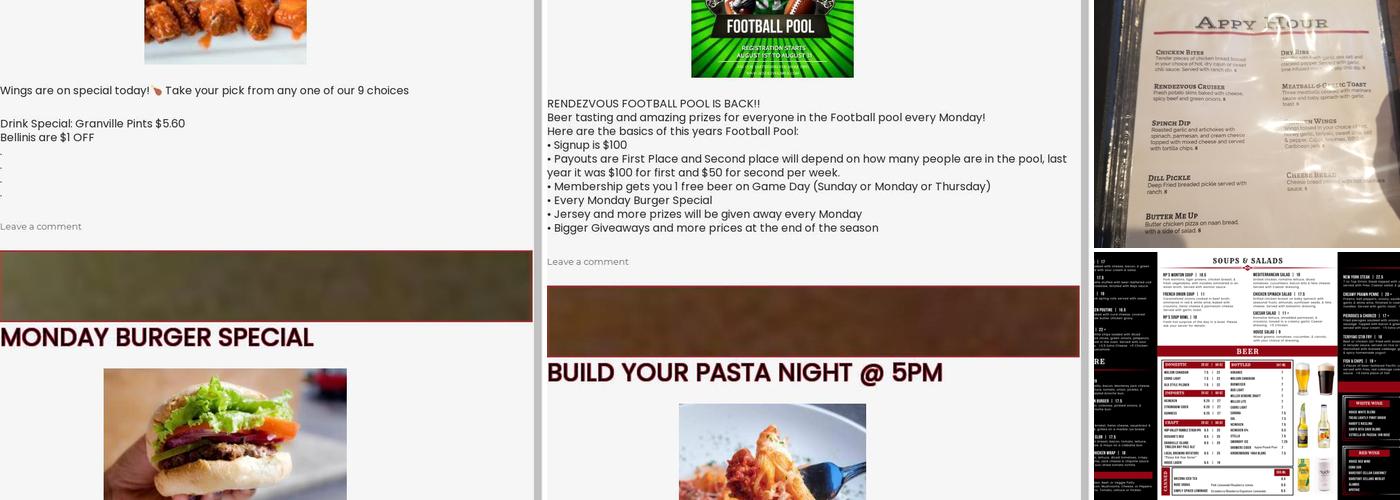 Rendezvous Pub Menu