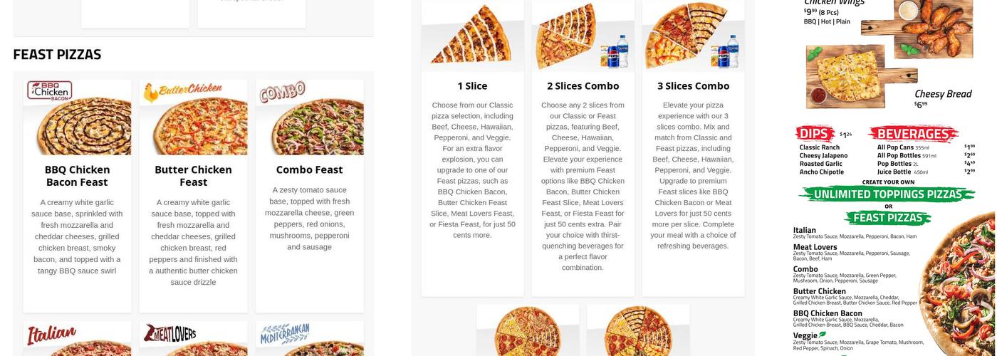 Freshslice Pizza Menu