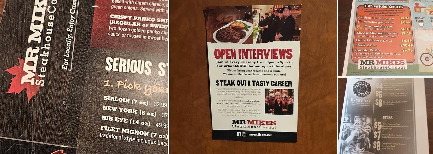 MR MIKES SteakhouseCasual Menu