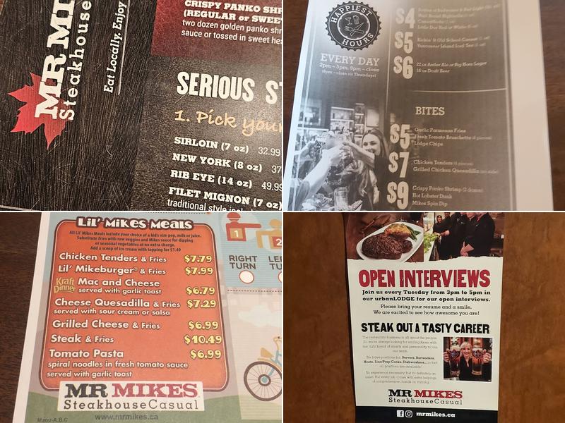 MR MIKES SteakhouseCasual Menu