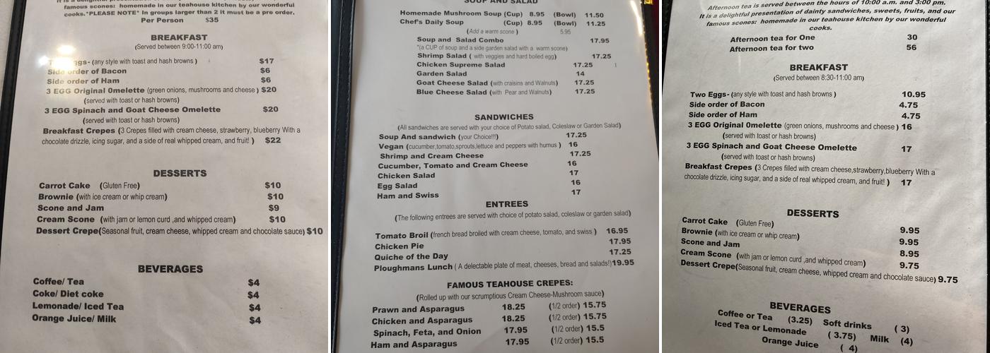 Calico Cat Tea House Menu