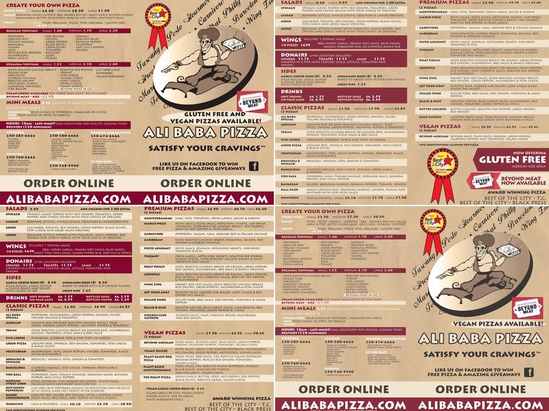 Ali Baba Pizza Nanaimo Menu