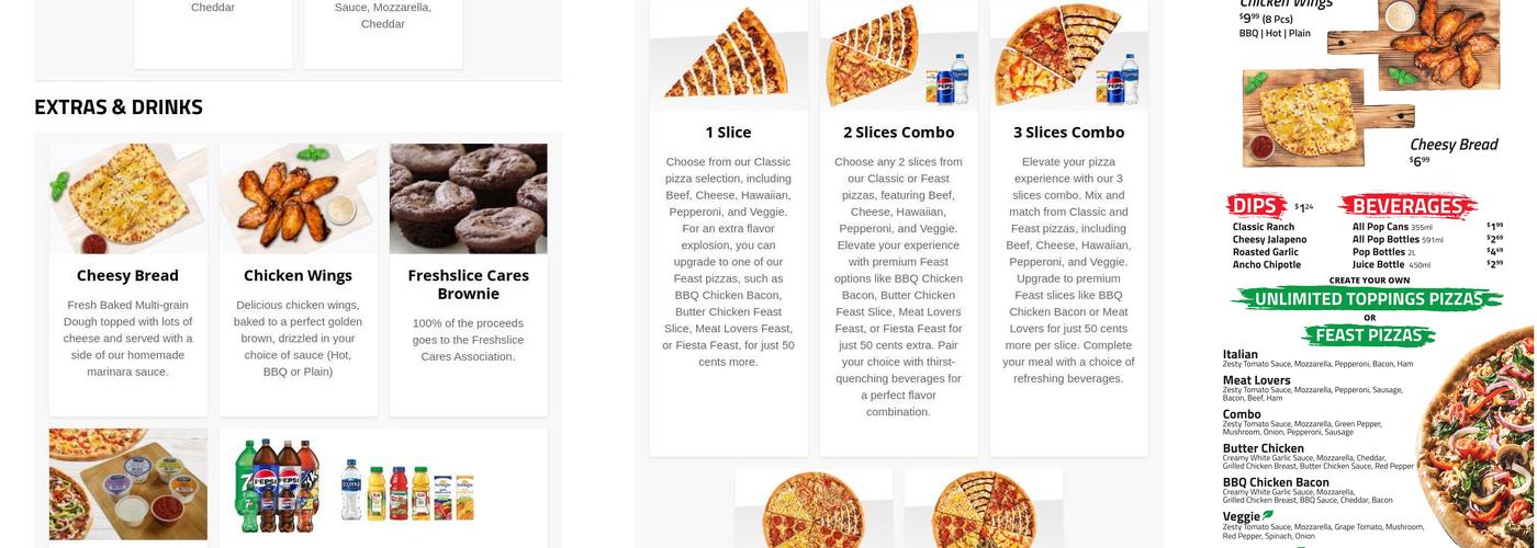 Freshslice Pizza Menu