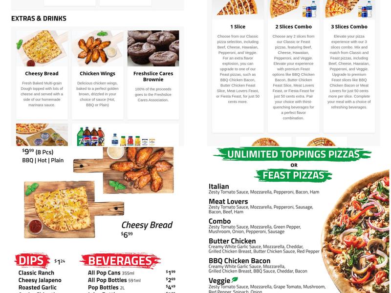 Freshslice Pizza Menu