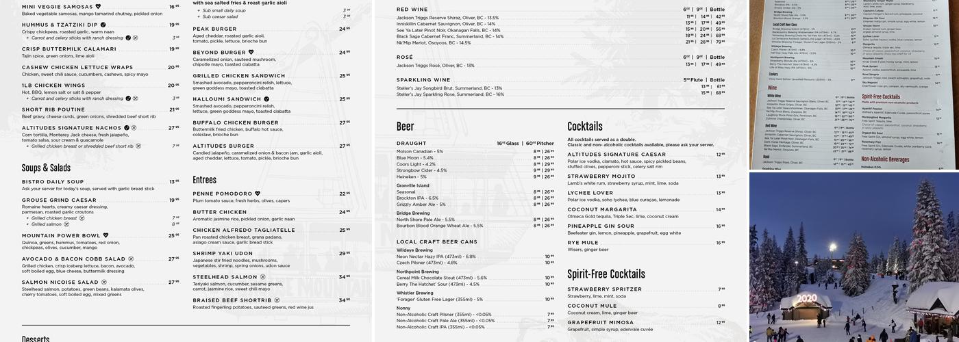 Altitudes Bistro Menu