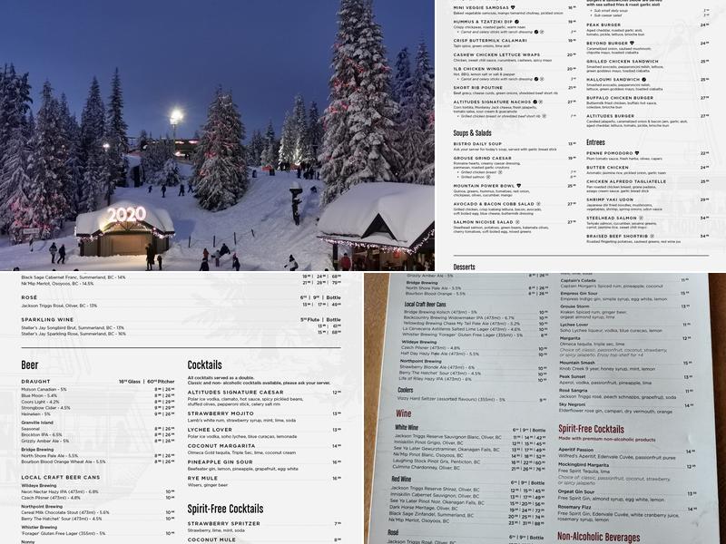 Altitudes Bistro Menu