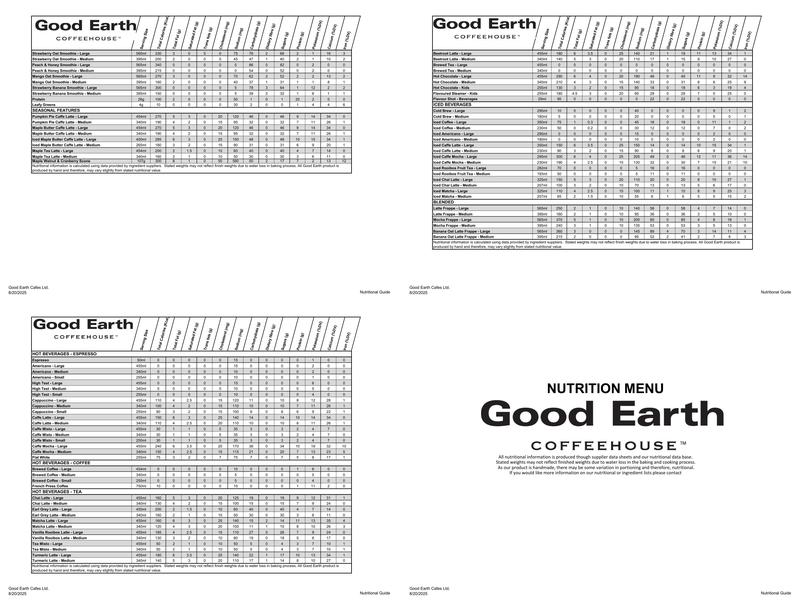 Good Earth Coffeehouse - Capilano University Library Menu
