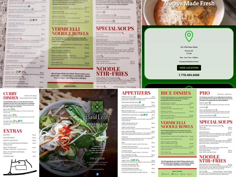 Basil Leaf Asian Fusion Restaurant - Peachland Menu