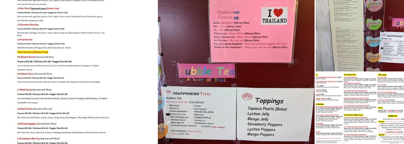 Happiness Thai Restaurant Menu