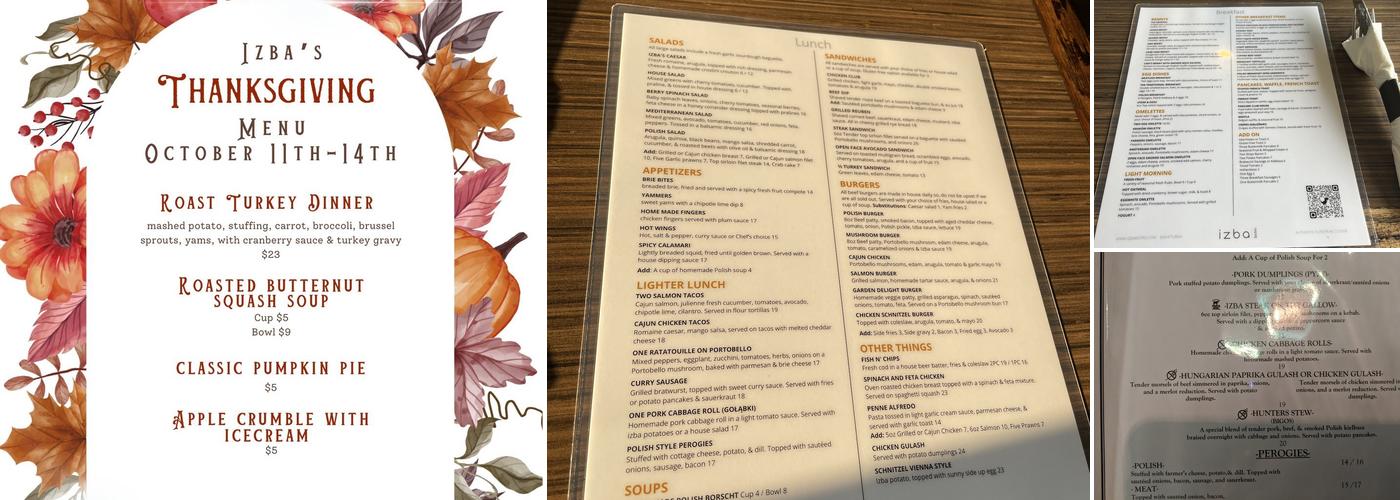 Izba Bistro Menu