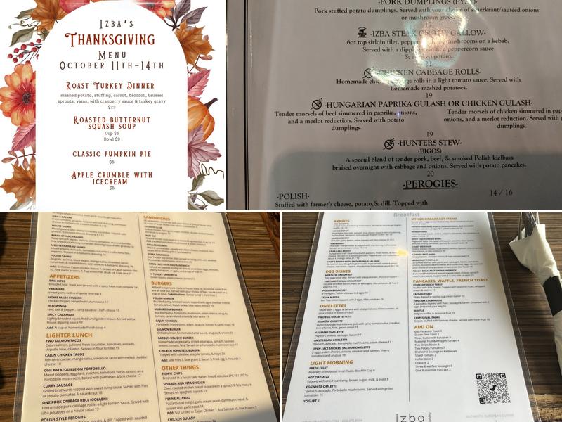 Izba Bistro Menu