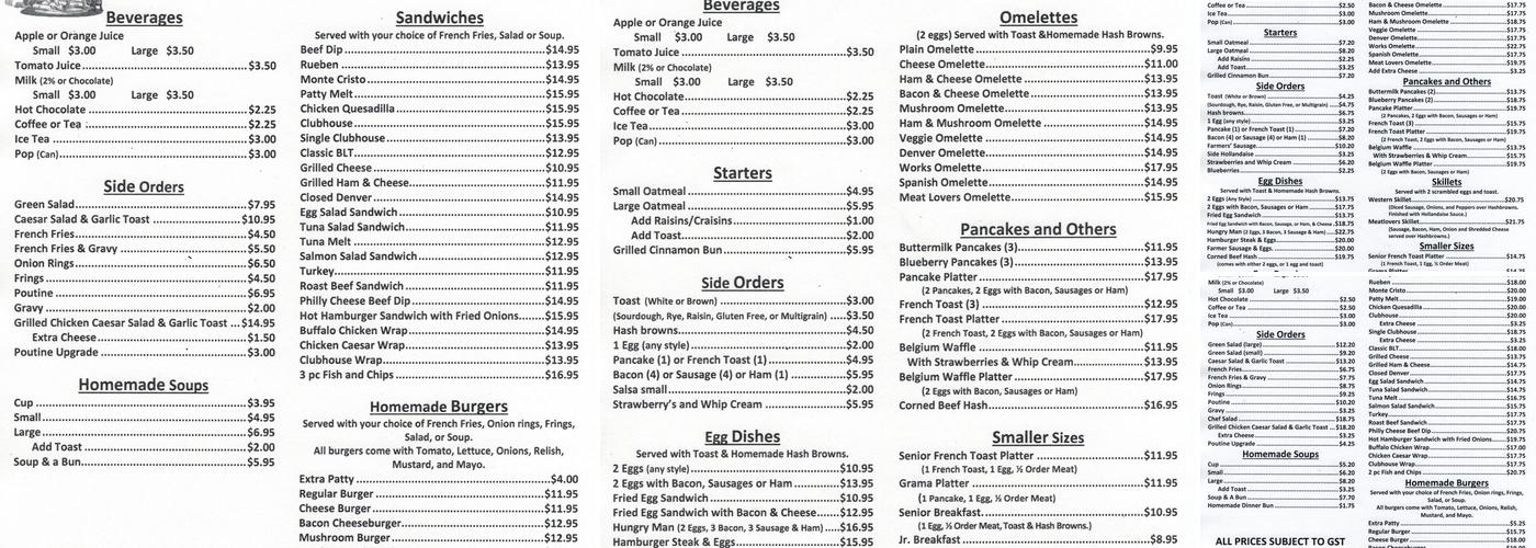 Grama's Kitchen Menu