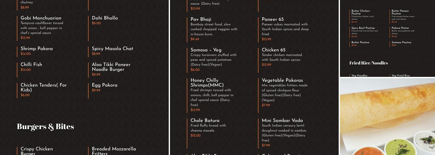 Madras Maple Cafe Menu