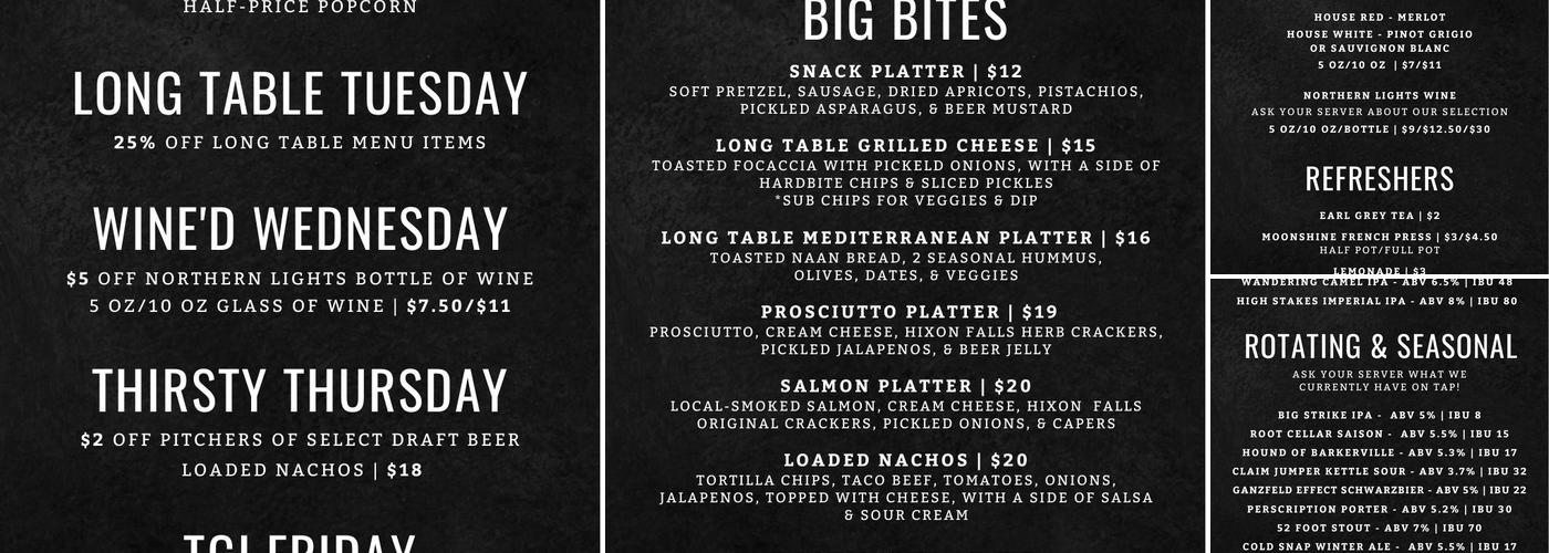 Barkerville Brewing Co. Menu