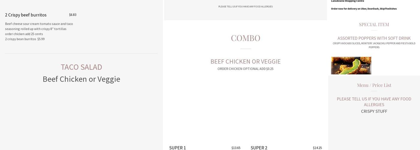 Taco Luis Menu