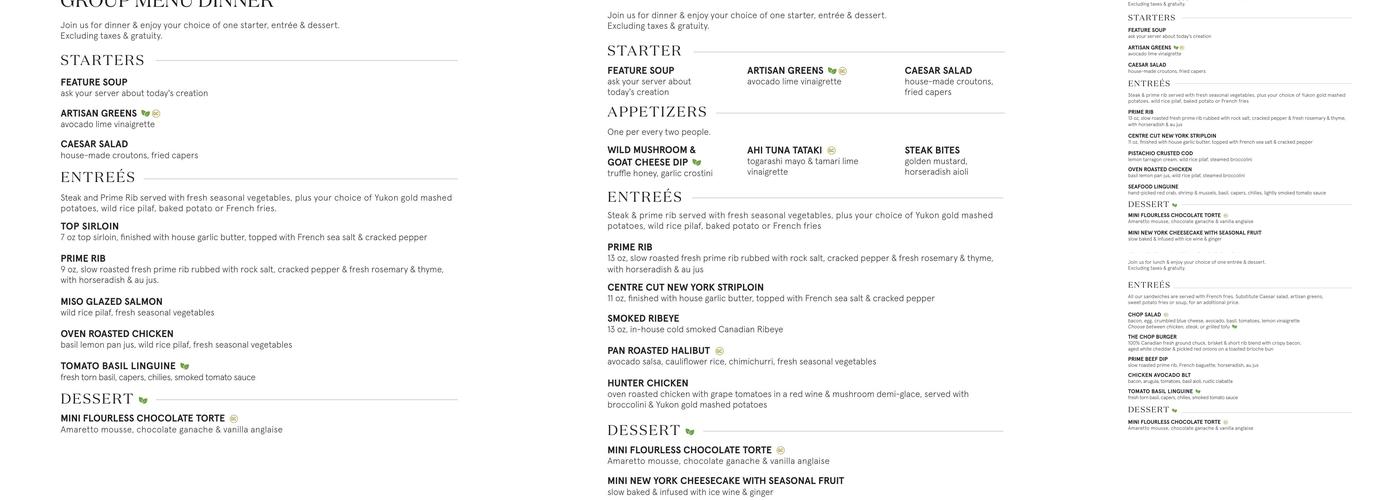 Chop Steakhouse & Bar Menu