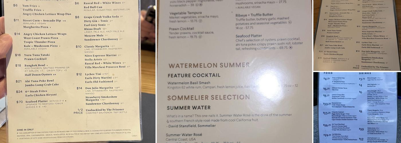 Earls Kitchen + Bar Menu