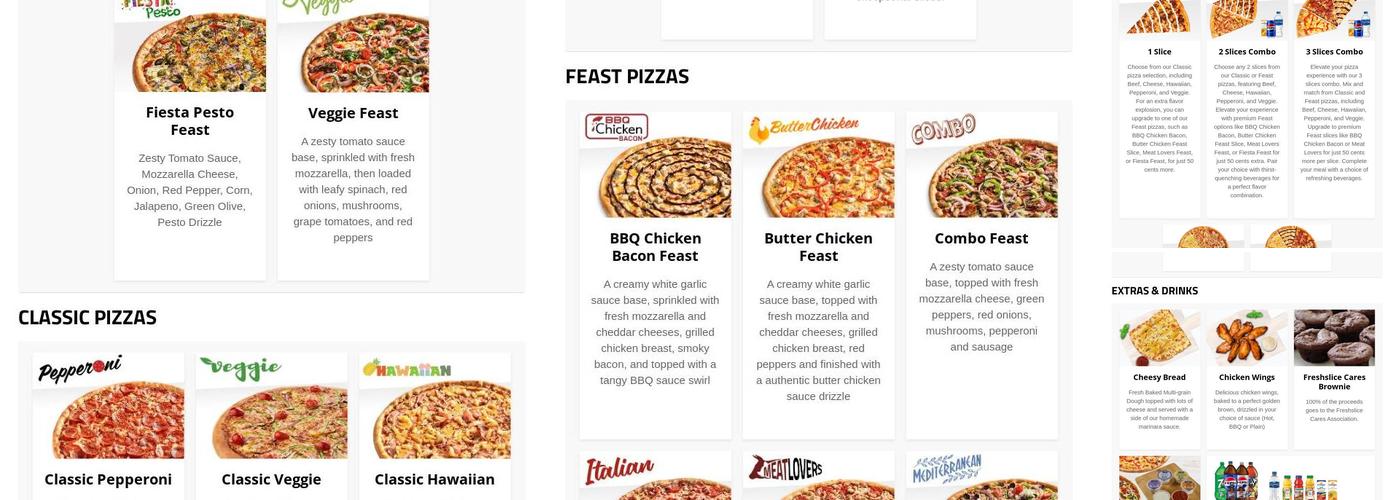 Freshslice Pizza Menu